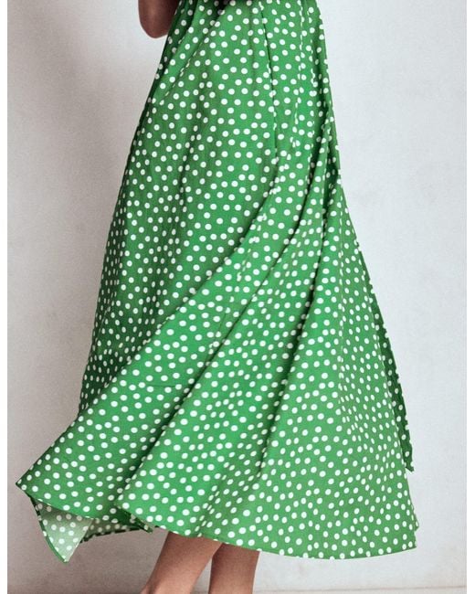 Boden Green Julia Cotton Wrap Midi Dress-Poppy, Floweret Vine