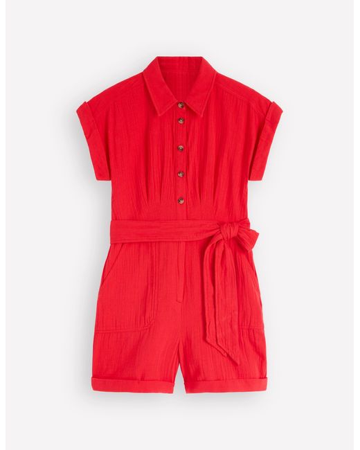 Boden Red Kay Double Cloth Playsuit