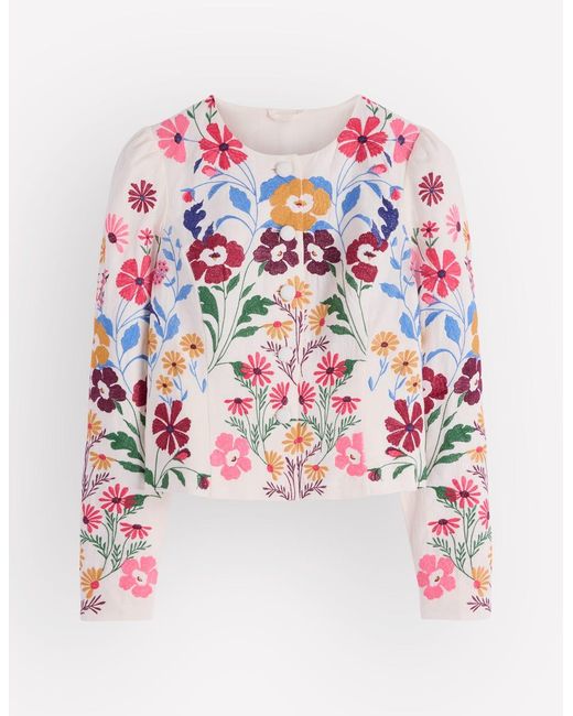 Boden White Salisbury Puff Sleeve Jacket