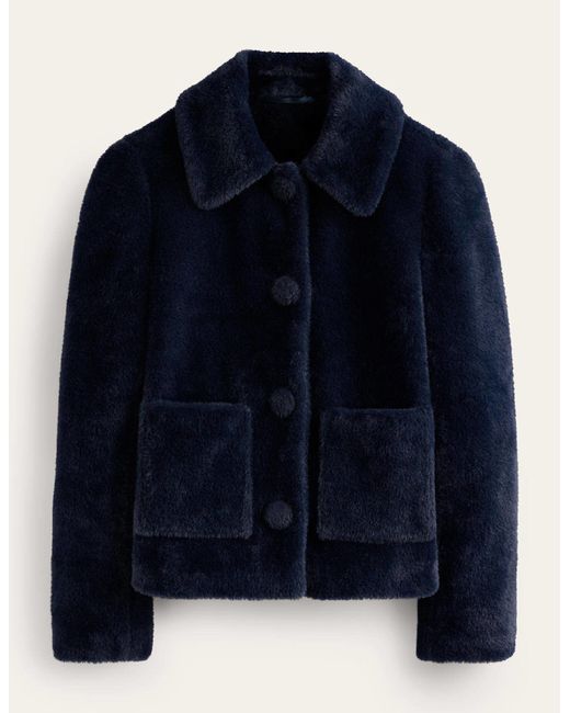 Boden Blue York Faux-fur Coat
