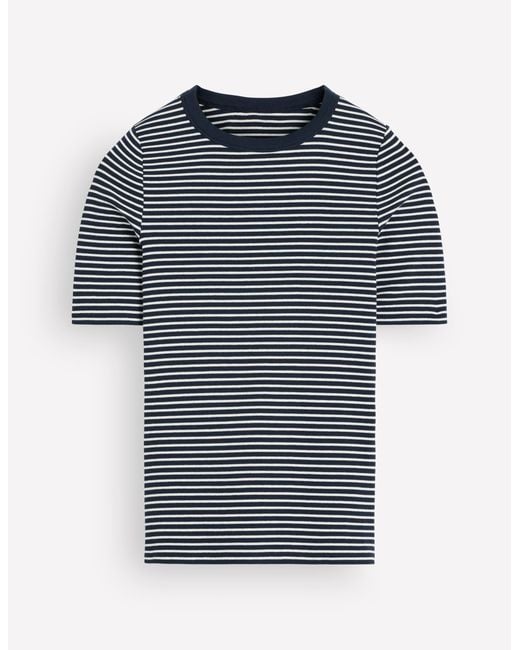 Boden Blue Ribbed Cotton T-Shirt
