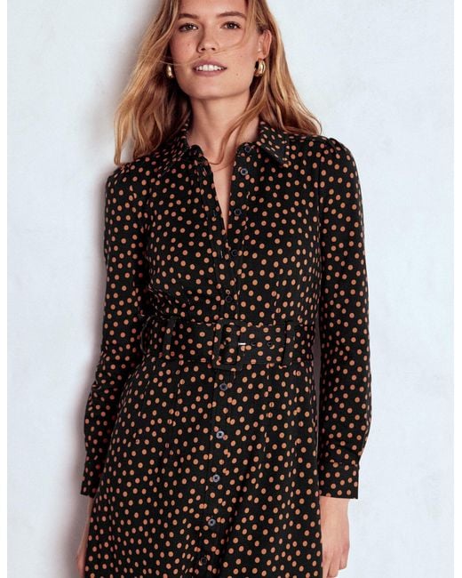 Boden Multicolor Anita Long Sleeve Shirt Dress- Painted Dot