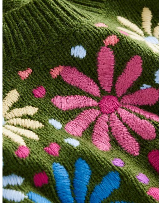 Boden Green Isa Embroidered Jumper-Herb Garden, Flowers