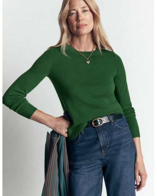Boden Green Elsie Cashmere Crew Sweater
