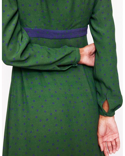 Robe Midi Imelda À Bordure Imprimée-Éden, Pois Épars Boden en coloris Green