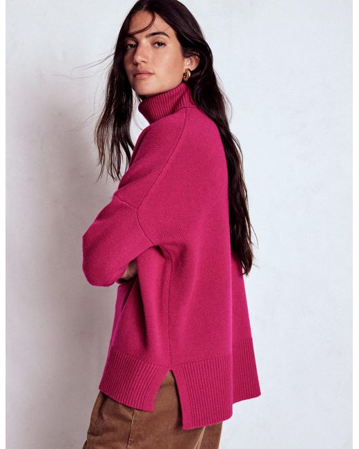 Boden Pink Polly Merino Roll Neck Sweater