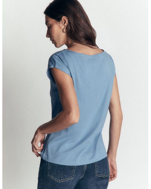 Boden Blue Supersoft Slash Neck T-Shirt