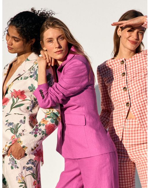Boden Pink Stamford Linen Blazer