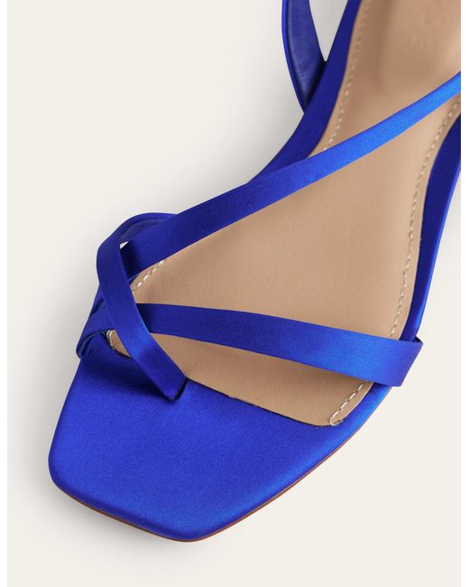 Boden Blue Satin Toe Loop Flat Sandals