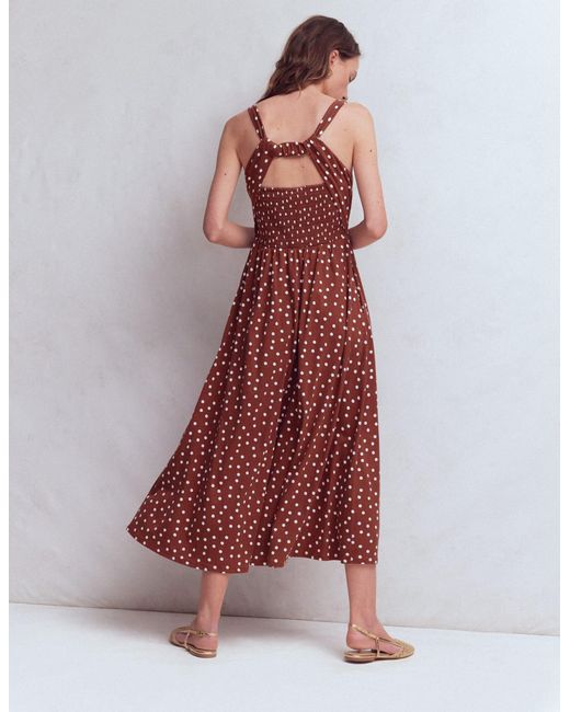 Boden Red Saoirse Smock Back Dress
