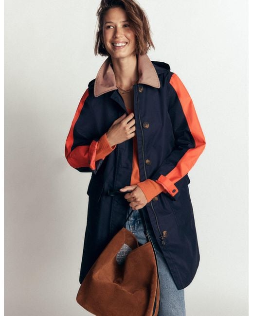 Boden Blue Colour Block Raincoat