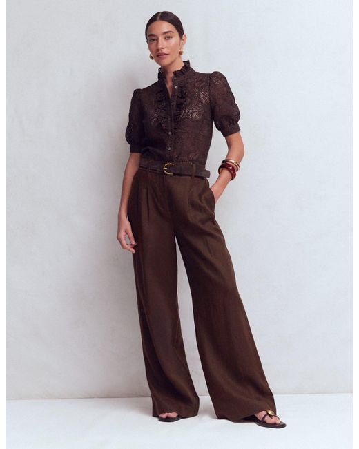 Boden White Kensington Linen Trousers