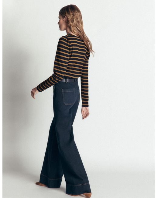 Boden Blue Iris Puff Sleeve Mariner