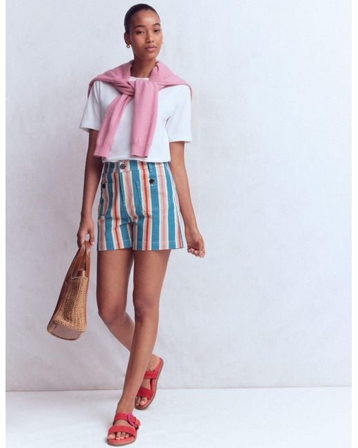Boden White Primrose Denim Shorts
