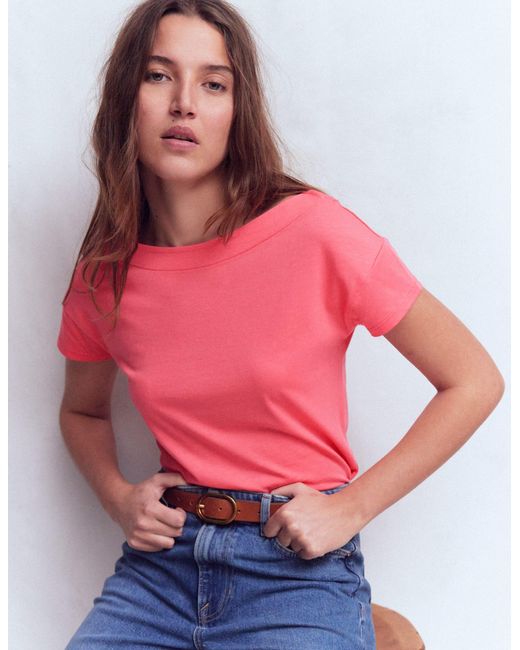 Boden Red Supersoft Boat Neck T-Shirt