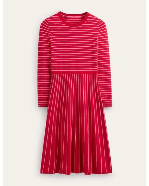 Boden Red Maria Knitted Midi Dress