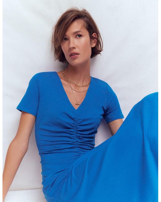 Boden Blue Una Ruched Front Ponte Dress