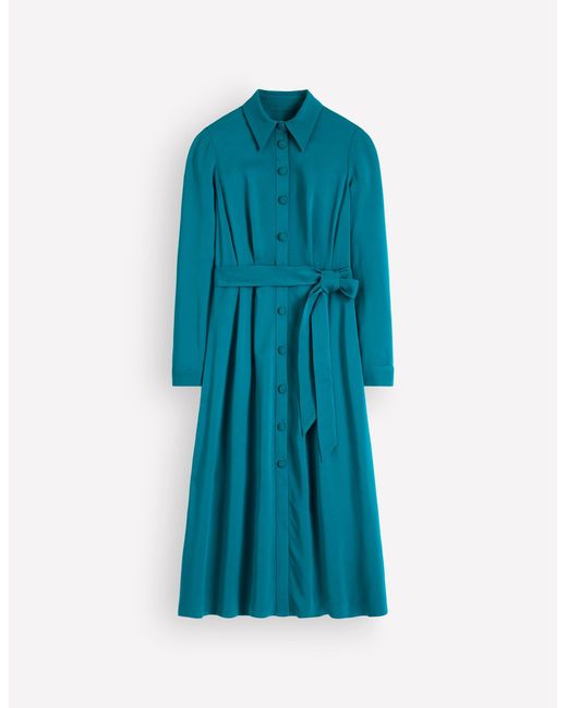 Boden Blue Kate Pleated Shirt Dress