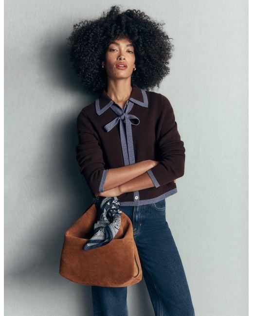 Boden Blue Elizabeth Bow Knitted Jacket