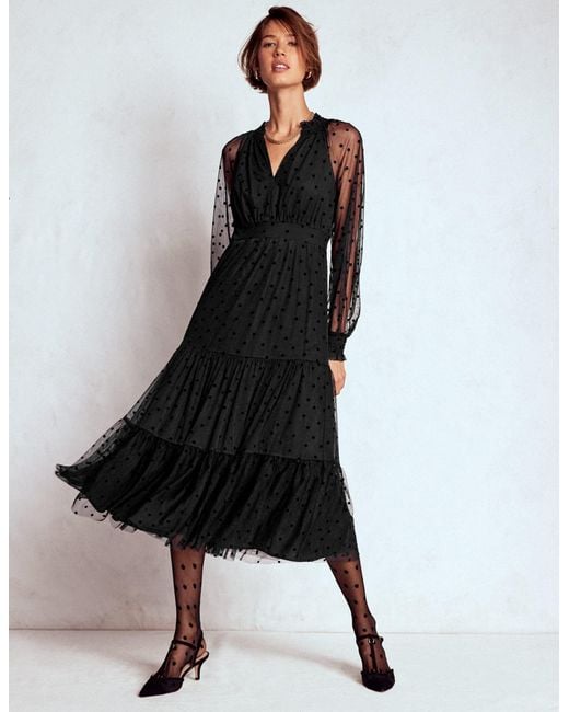 Boden Black Lucille Tulle Midi Dress