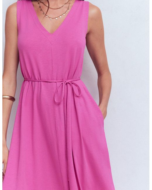 Boden Pink Mia V-Neck Jersey Midi Dress