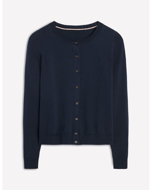 Boden Blue Emilia Cotton Crew Cardigan