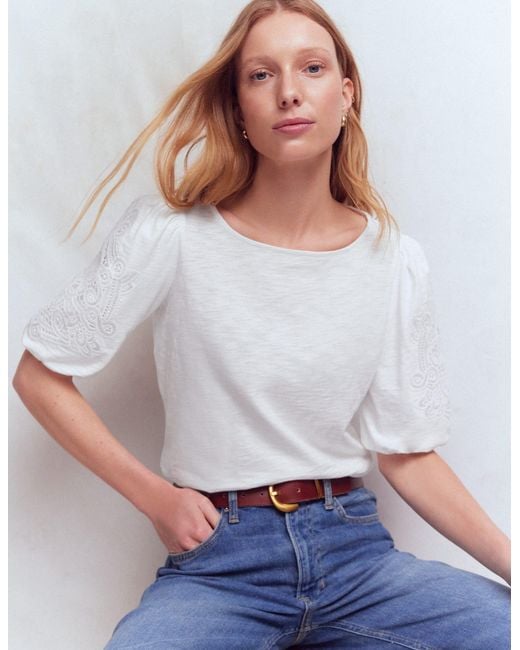 Boden Gray Tape Lace T-Shirt