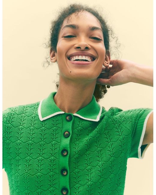 Boden Green Pointelle Henley T-Shirt