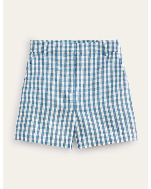 Boden Blue Tailored Linen Shorts