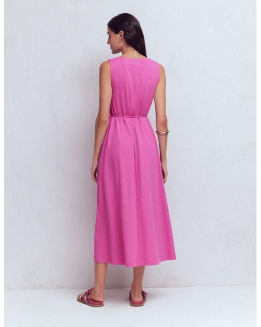 Boden Pink Mia V-Neck Jersey Midi Dress