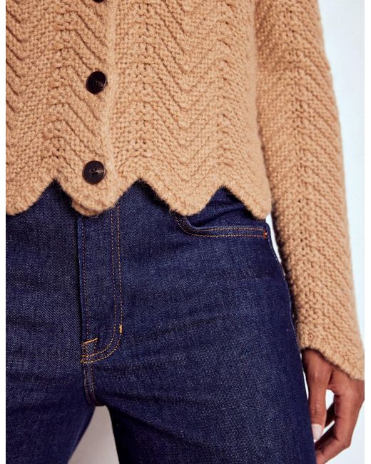 Boden Brown Chunky Chevron Knitted Jacket