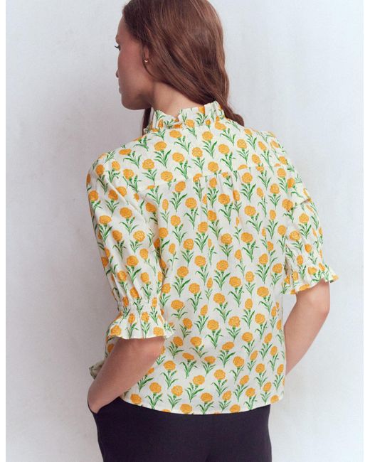 Boden Multicolor Heather Smocked Sleeve Top