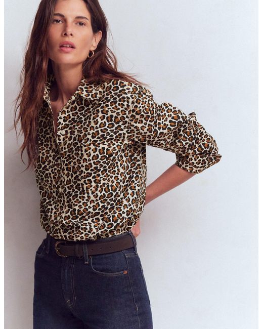 Boden Brown Sadie Relaxed Cotton Shirt