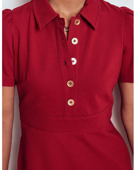 Boden Red Nicolette Ponte Shirt Dress