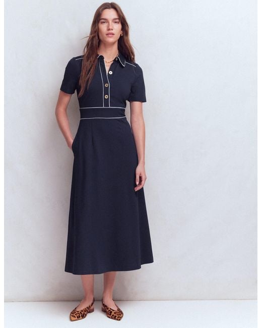 Boden Blue Etta Piping Trim Ponte Dress