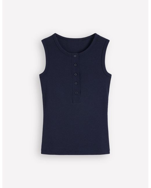 Boden Blue Crew Neck Henley Top Vest