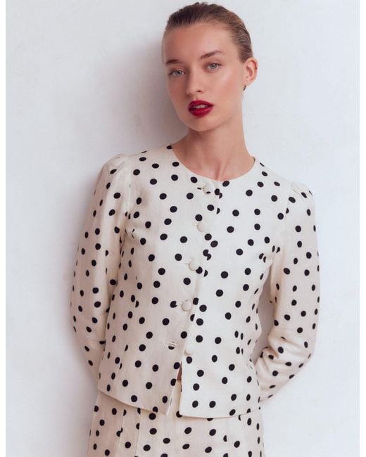 Boden White Salisbury Puff Sleeve Jacket