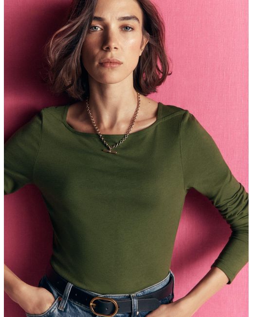 Boden Blue Square Neck Long Sleeve