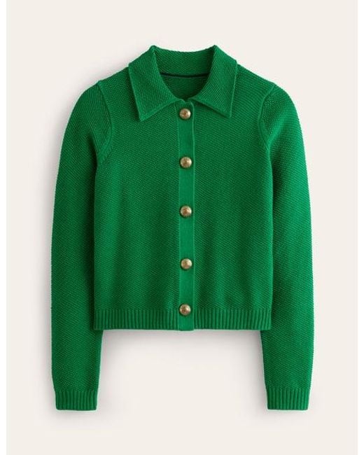Boden Green Collared Knitted Cardigan