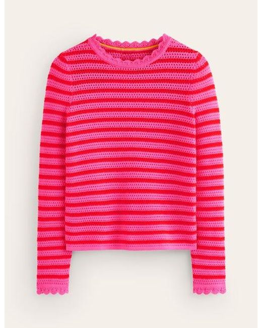 Boden Pink Textured Scallop Sweater