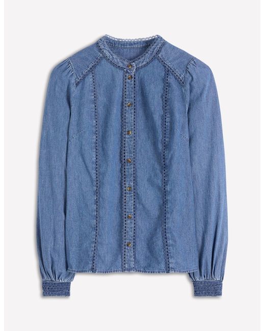Boden Blue Rhea Trim Insert Denim Top