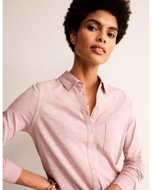 Boden Pink Amelia Jersey-Hemd Damen