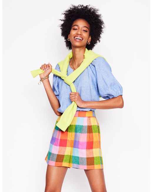 Boden Blue Dulwich Linen Shorts