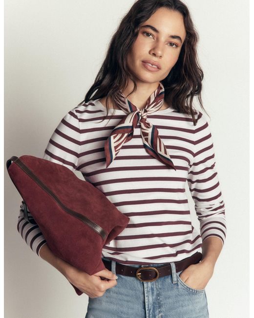 Boden Brown Olivia Long Sleeve Breton Top
