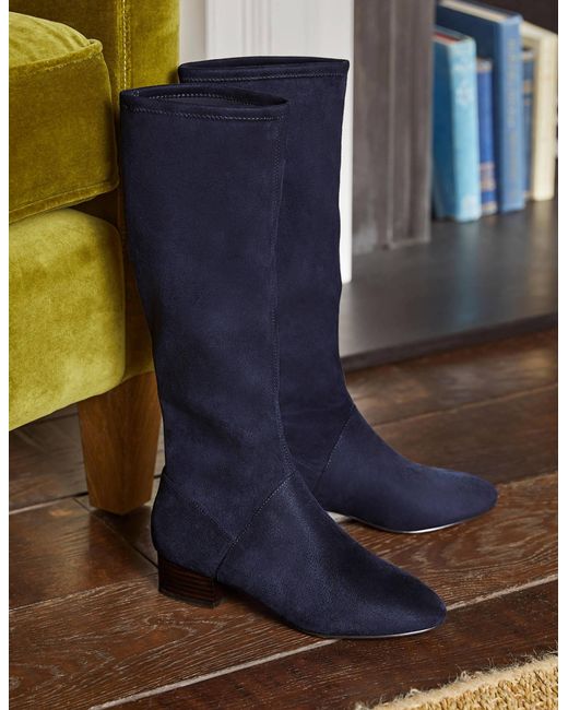 navy blue flat boots