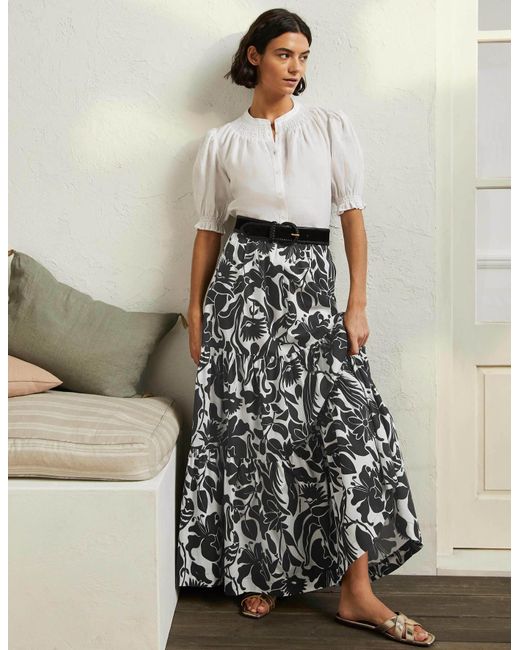 Boden Black Lorna Tiered Maxi Skirt