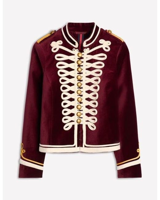 Boden Red Military Velvet Jacket