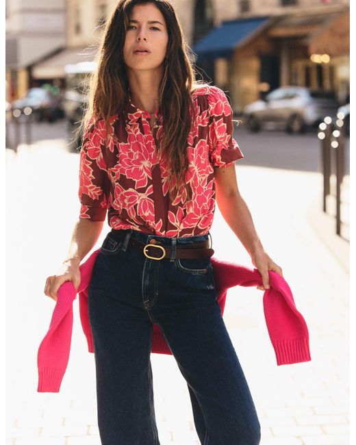 Boden Red Penelope Viscose Top