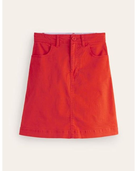 Boden Red Nell Chino Skirt
