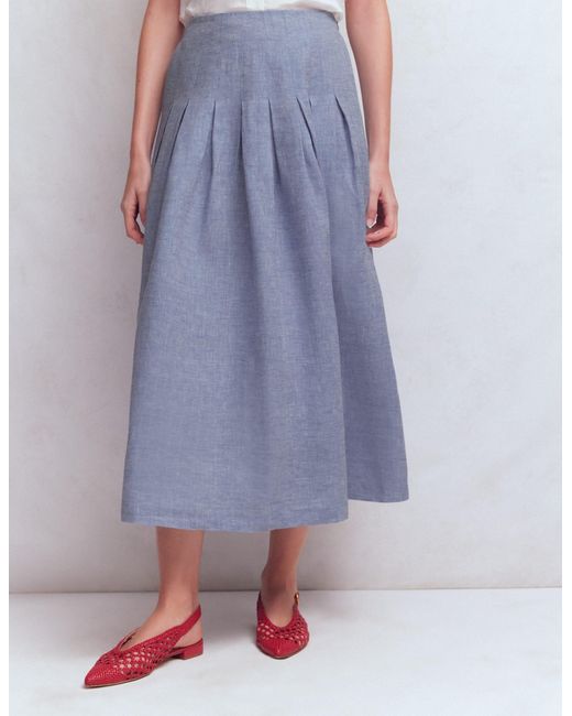Boden Blue Valentina Linen Skirt